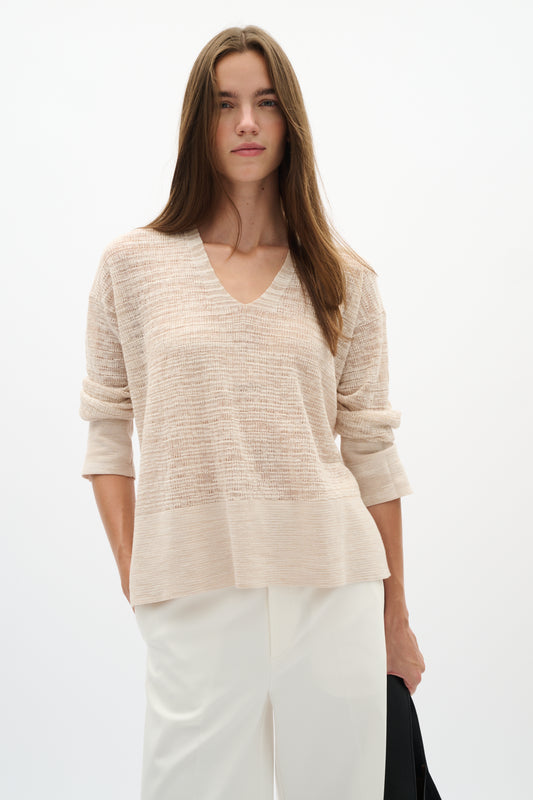 Nita V-Neck Sweater by InWear in Ecru