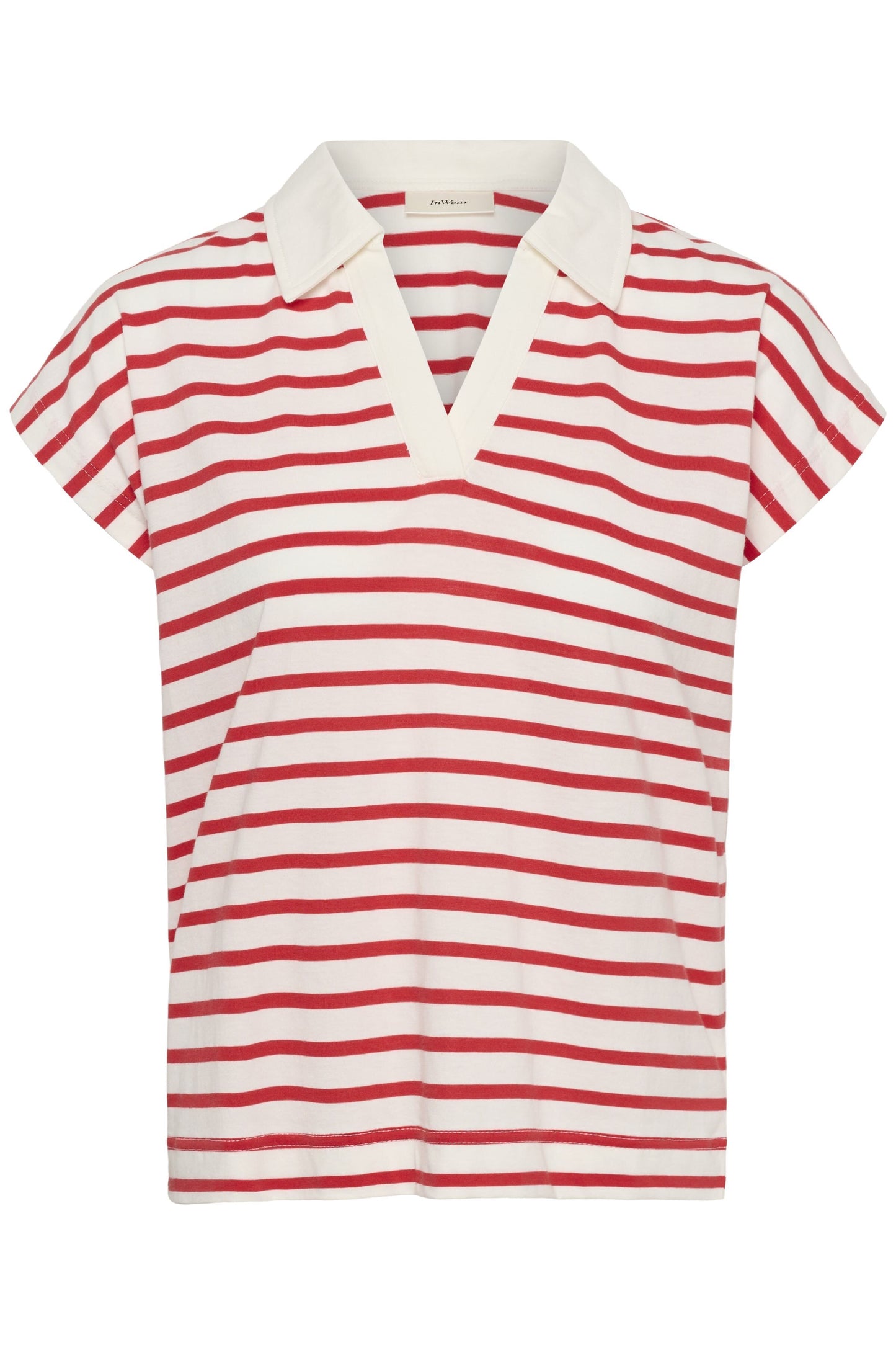 Pfia Polo T-Shirt by InWear in Red Slim Stripe