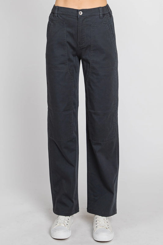 Cargo Pocket Straight Pant by Letter to Juliet in Charcoal