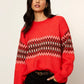 Argyle Crew Pullover by Sanctuary in Red Hot Argyle