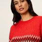 Argyle Crew Pullover by Sanctuary in Red Hot Argyle