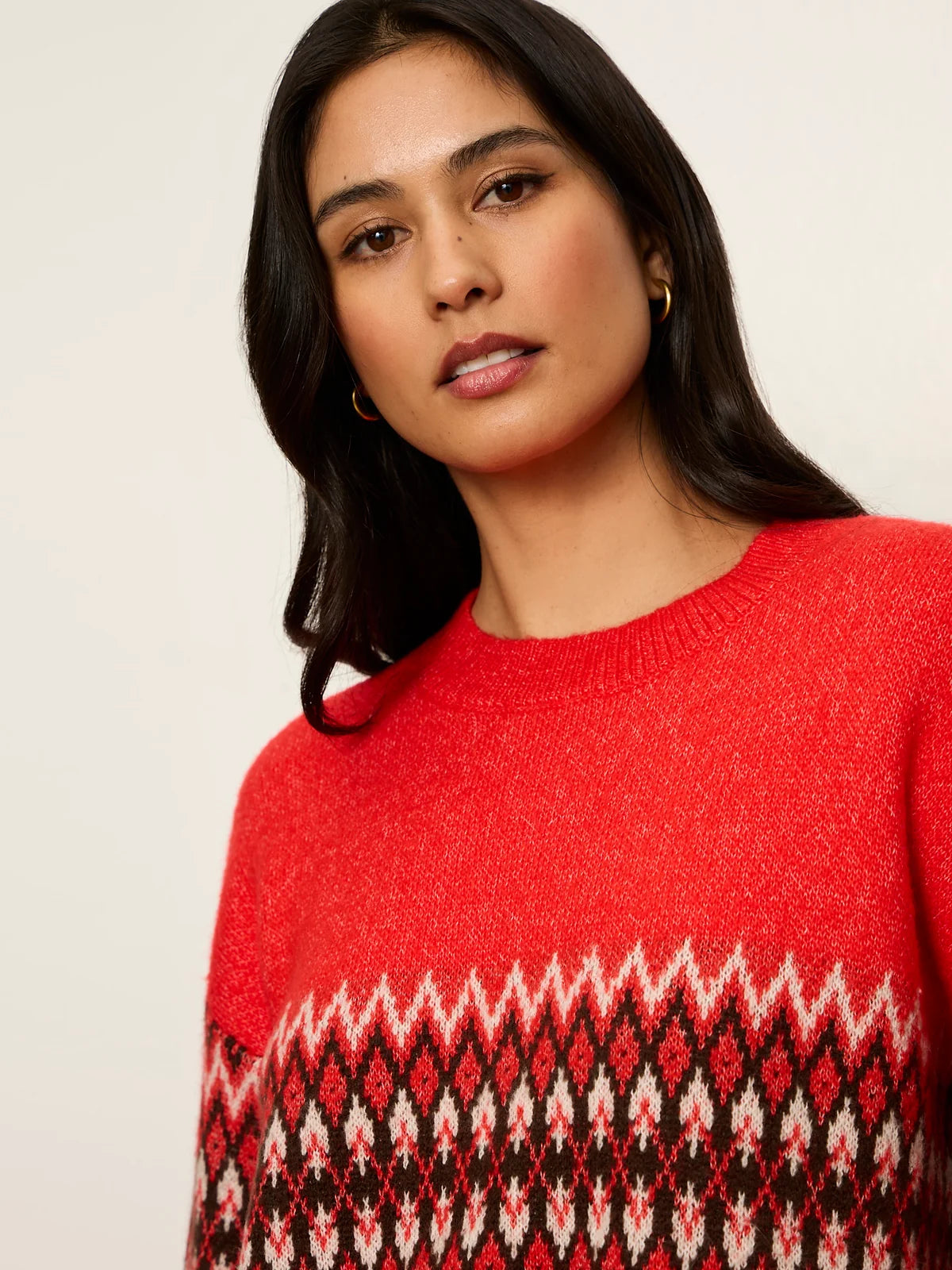 Argyle Crew Pullover by Sanctuary in Red Hot Argyle