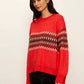 Argyle Crew Pullover by Sanctuary in Red Hot Argyle
