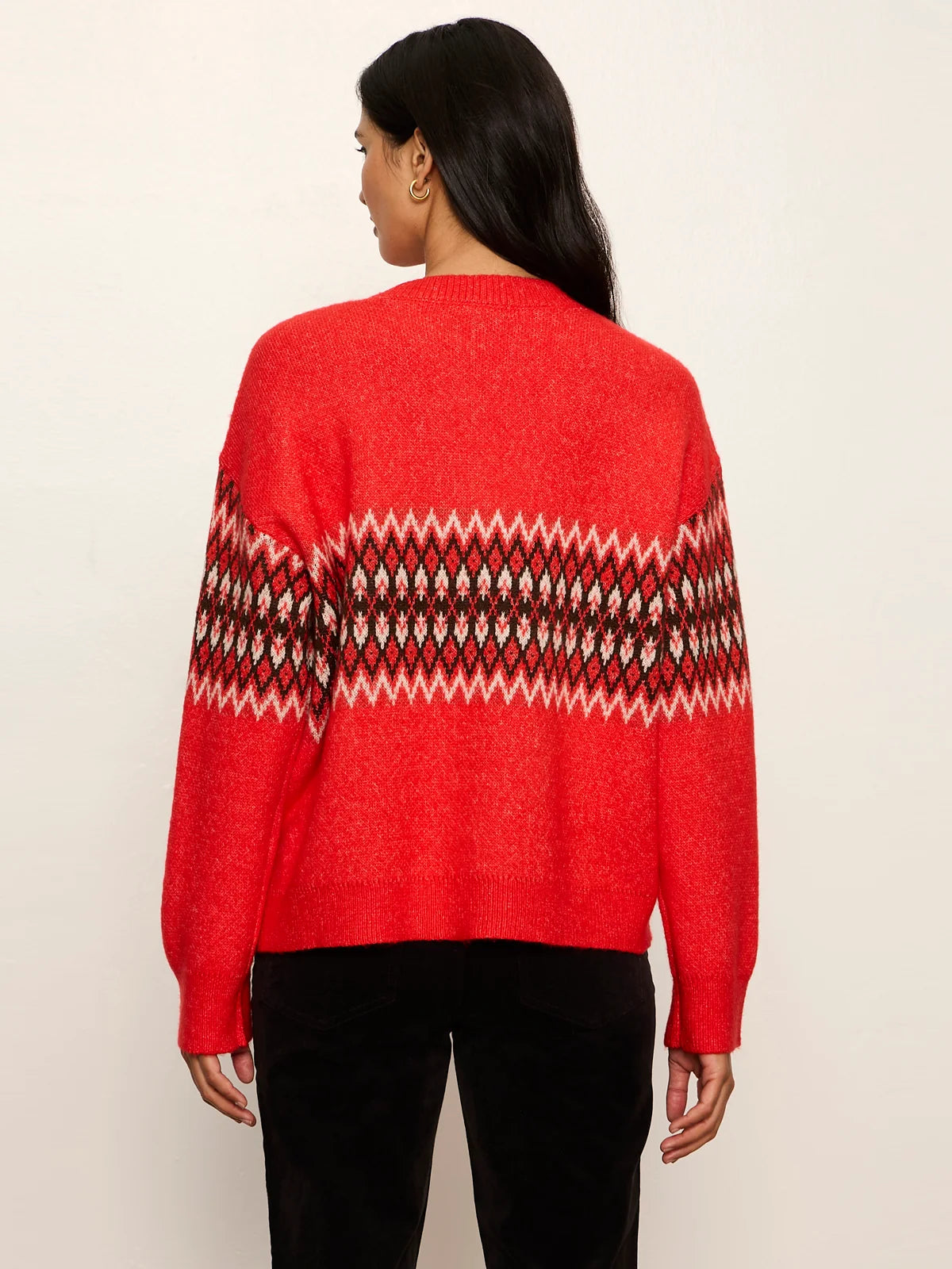 Argyle Crew Pullover by Sanctuary in Red Hot Argyle