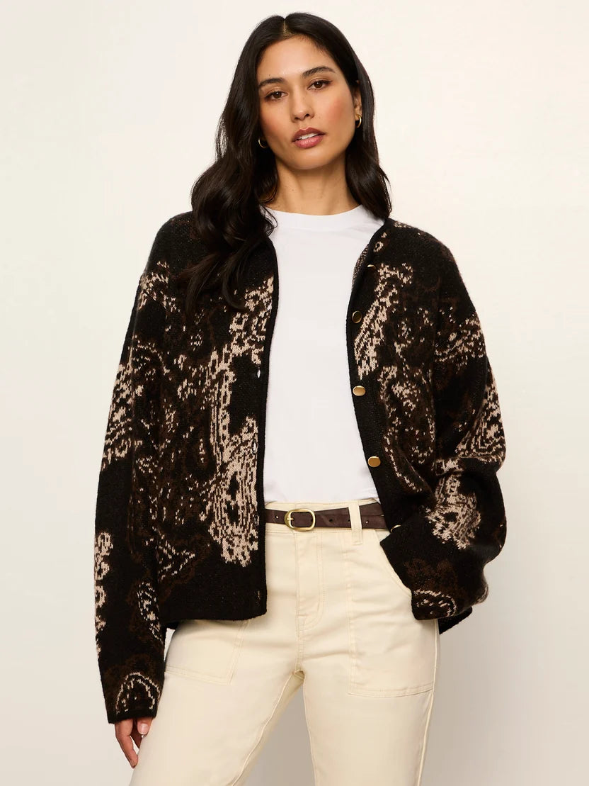 Jacquard Knit Jacket by Sanctuary in Black Paisley