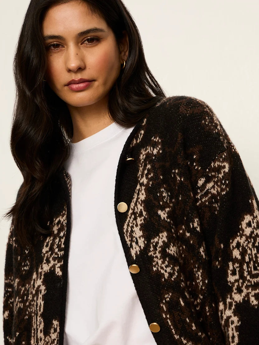 Jacquard Knit Jacket by Sanctuary in Black Paisley