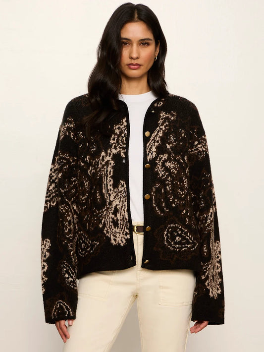 Jacquard Knit Jacket by Sanctuary in Black Paisley