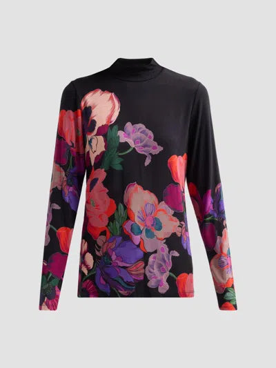 The Janie Favorite Long Sleeve Fitted Mock Neck T-Shirt by Johnny Was in Tajunga