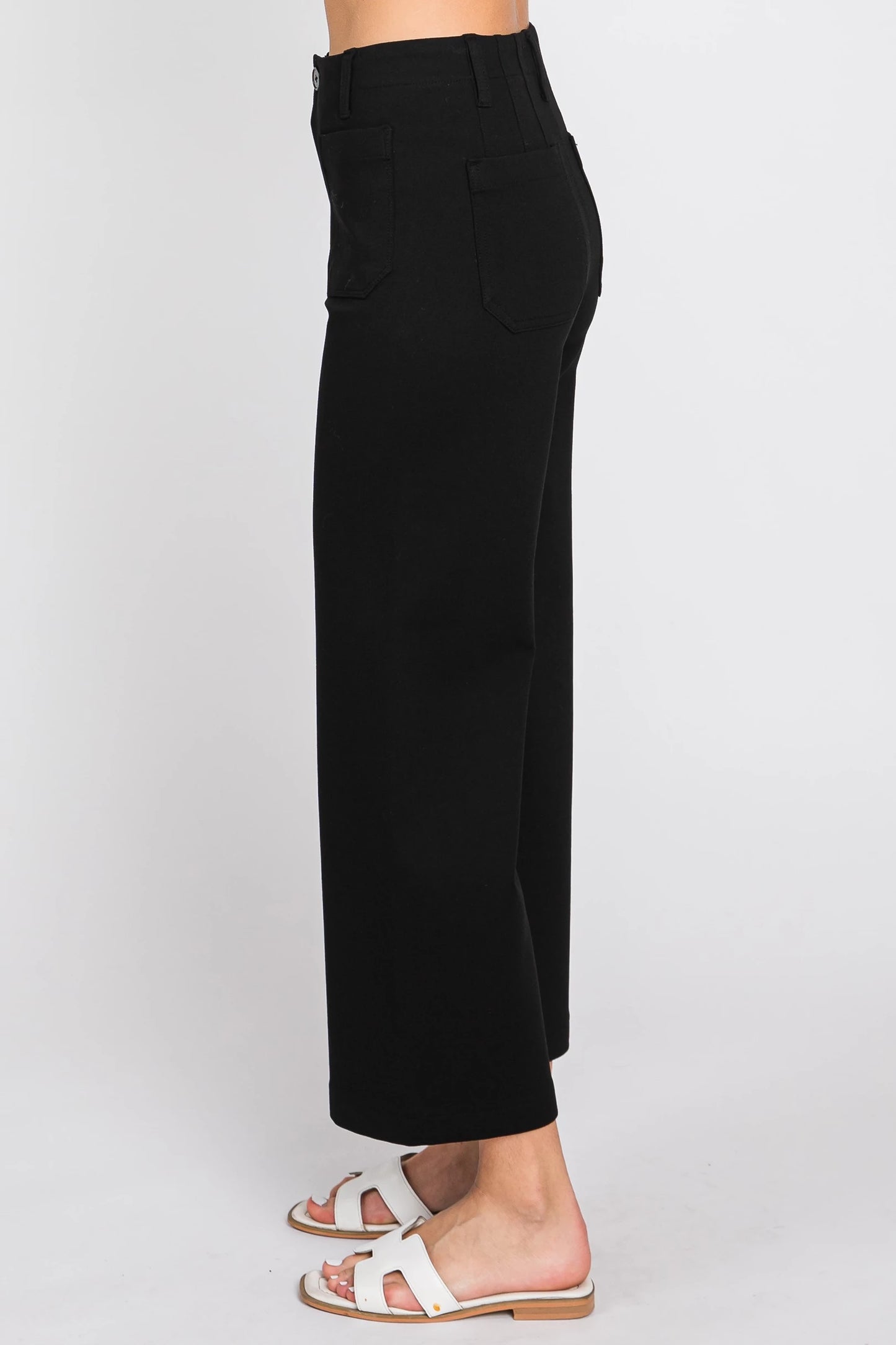 Cropped Wide-Leg Ponte Pant by Letter to Juliet in Black