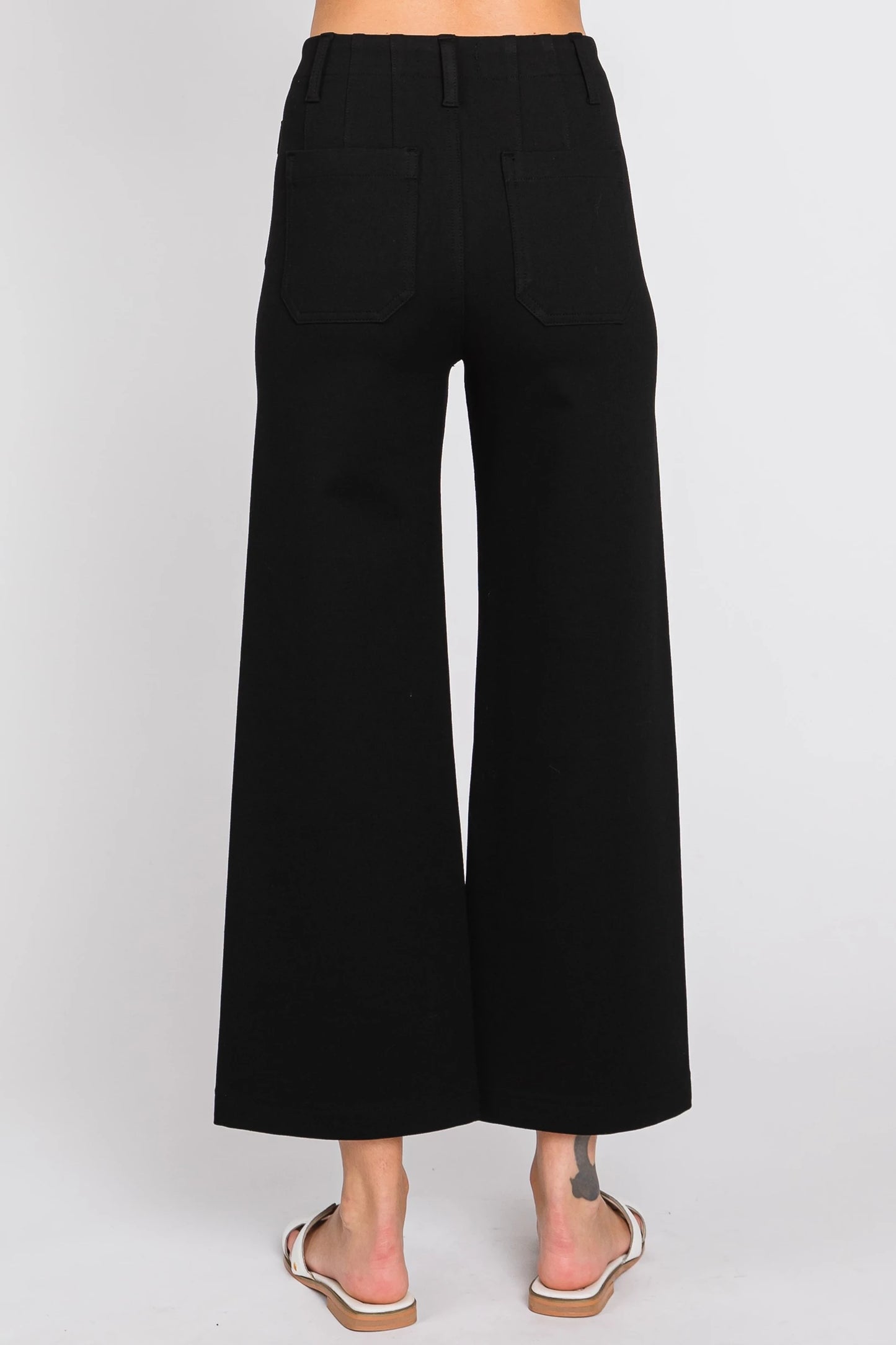 Cropped Wide-Leg Ponte Pant by Letter to Juliet in Black