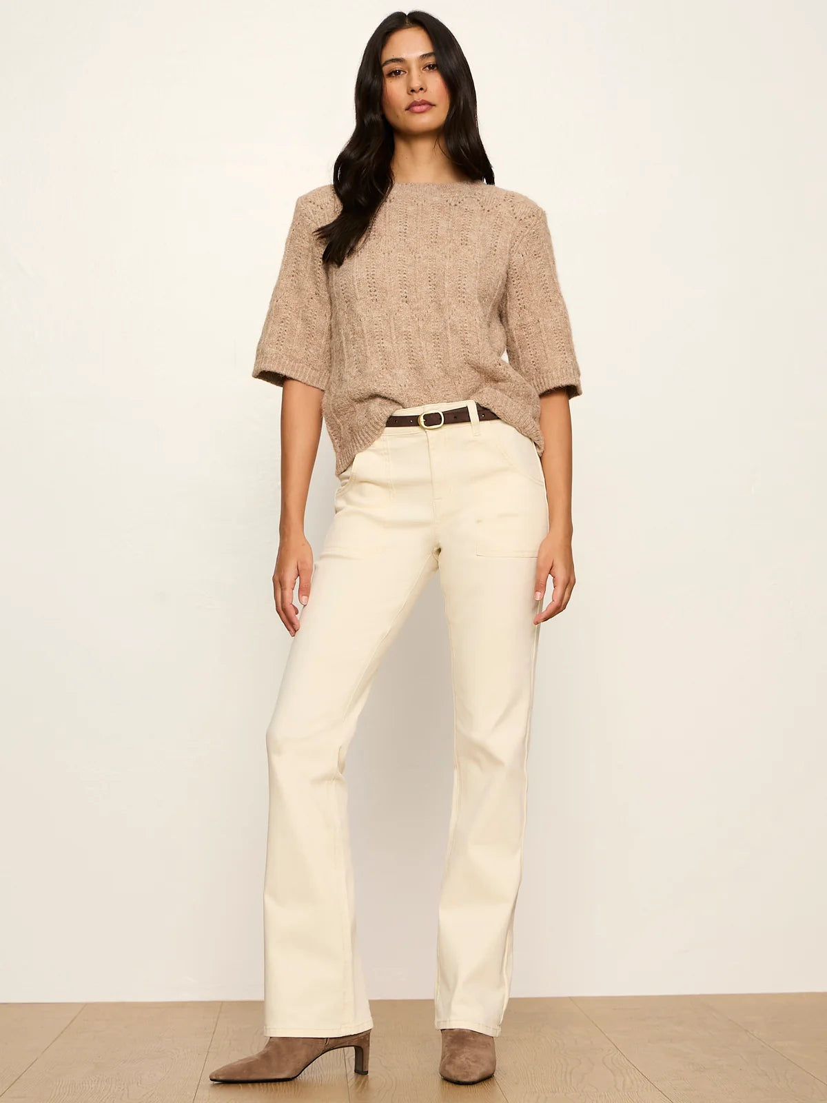 Pointelle Sweater Tee by Sanctuary in Heather Hazelnut