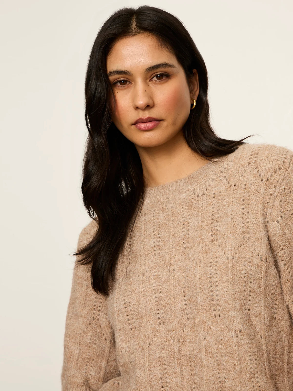 Pointelle Sweater Tee by Sanctuary in Heather Hazelnut