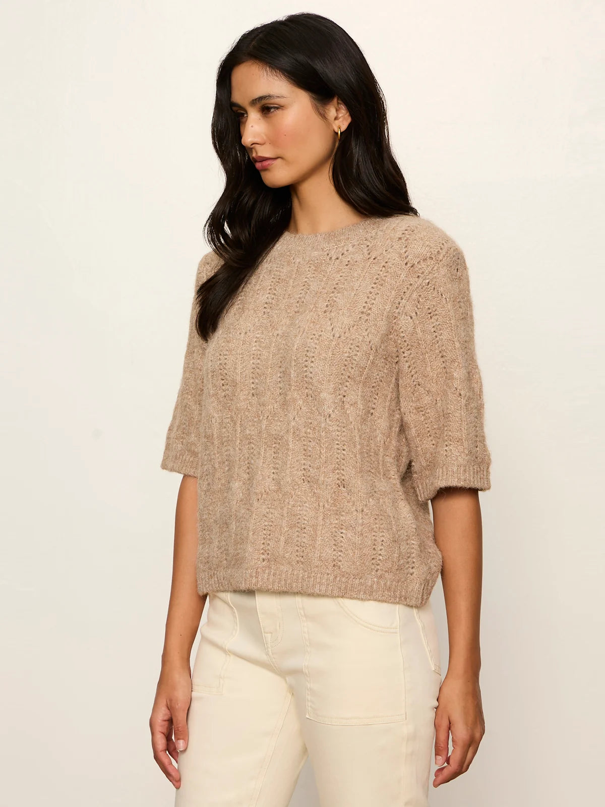 Pointelle Sweater Tee by Sanctuary in Heather Hazelnut