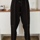 Drawstring Waistband Edge Stitch Detail by Milio Milano in Black