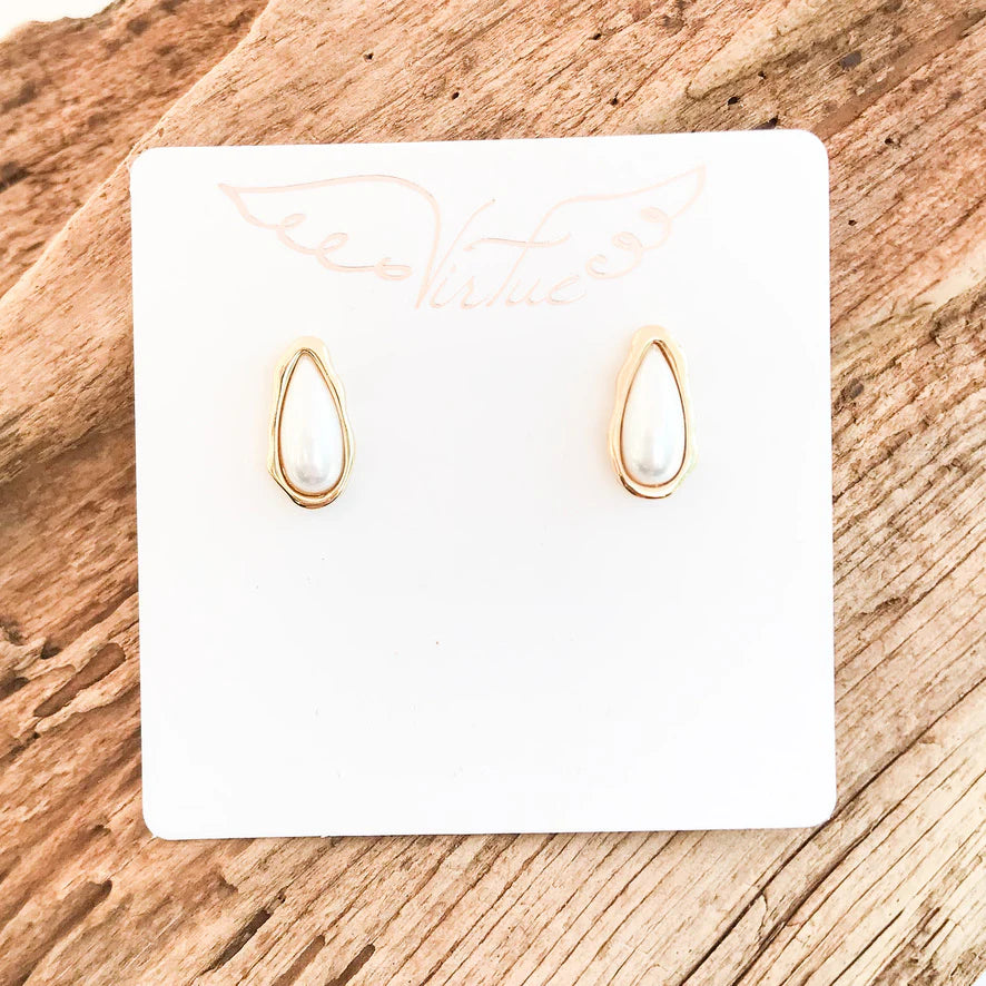 Pearl Nugget Drop Stud Earrings by Virtue Jewelry Design