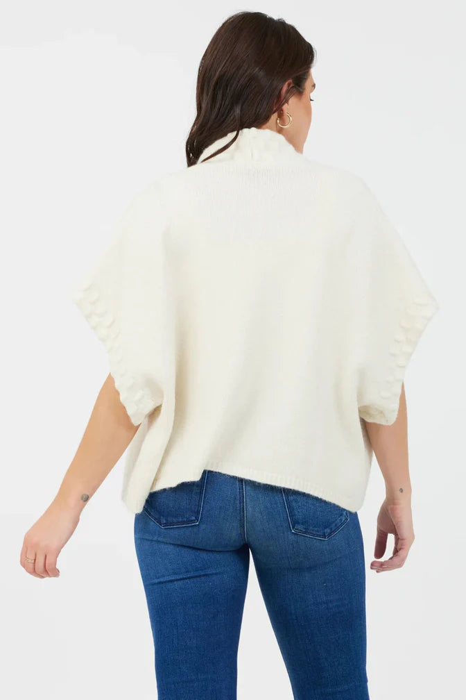 Teagan Short Sleeve Textured Front Knit Cardigan by Suzy D London in Winter White
