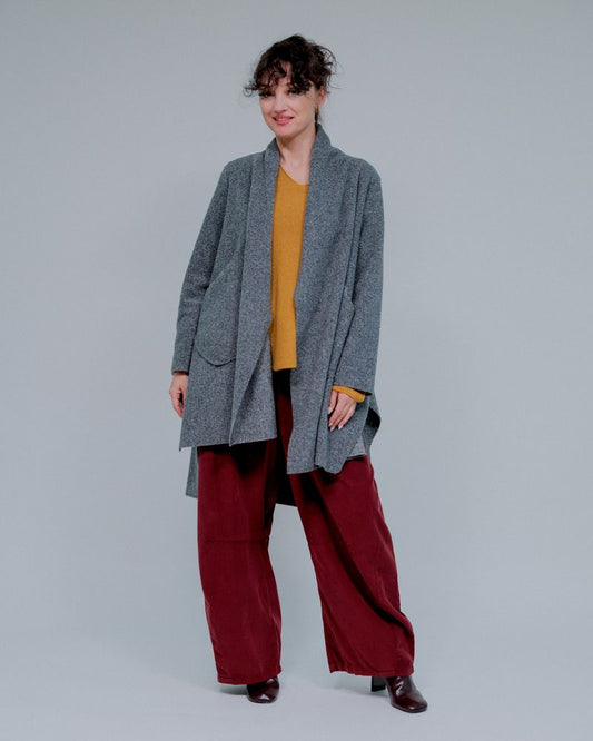 Drape Open Jacket by SAGA in Charcoal