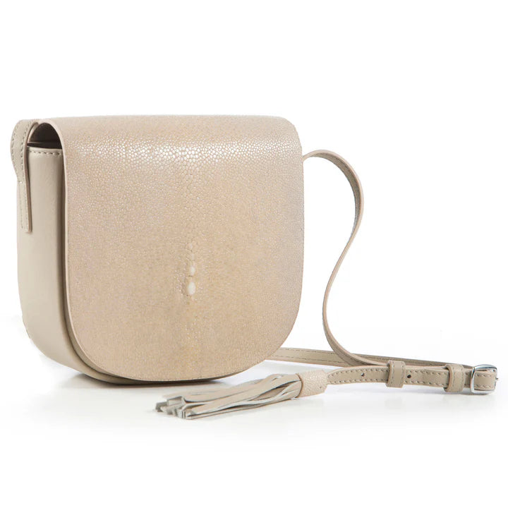 Brooke Cross Body Small Saddle Putty Shagreen by VIVO Studios