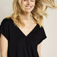 Wrap Top with V Neck by Summum in Black