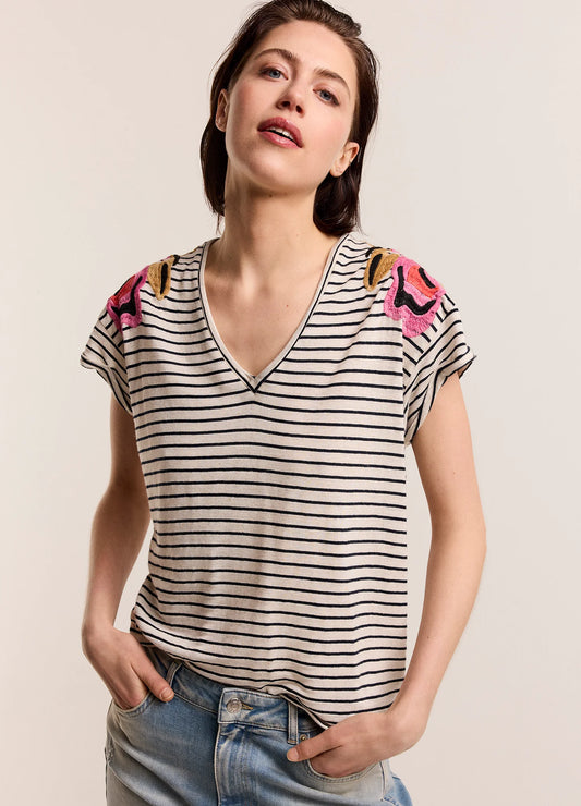 Embroidered Stripe Tee by Summum