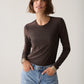 Soft Lurex Basic Jersey Tee by Summum in Dark Chocolate
