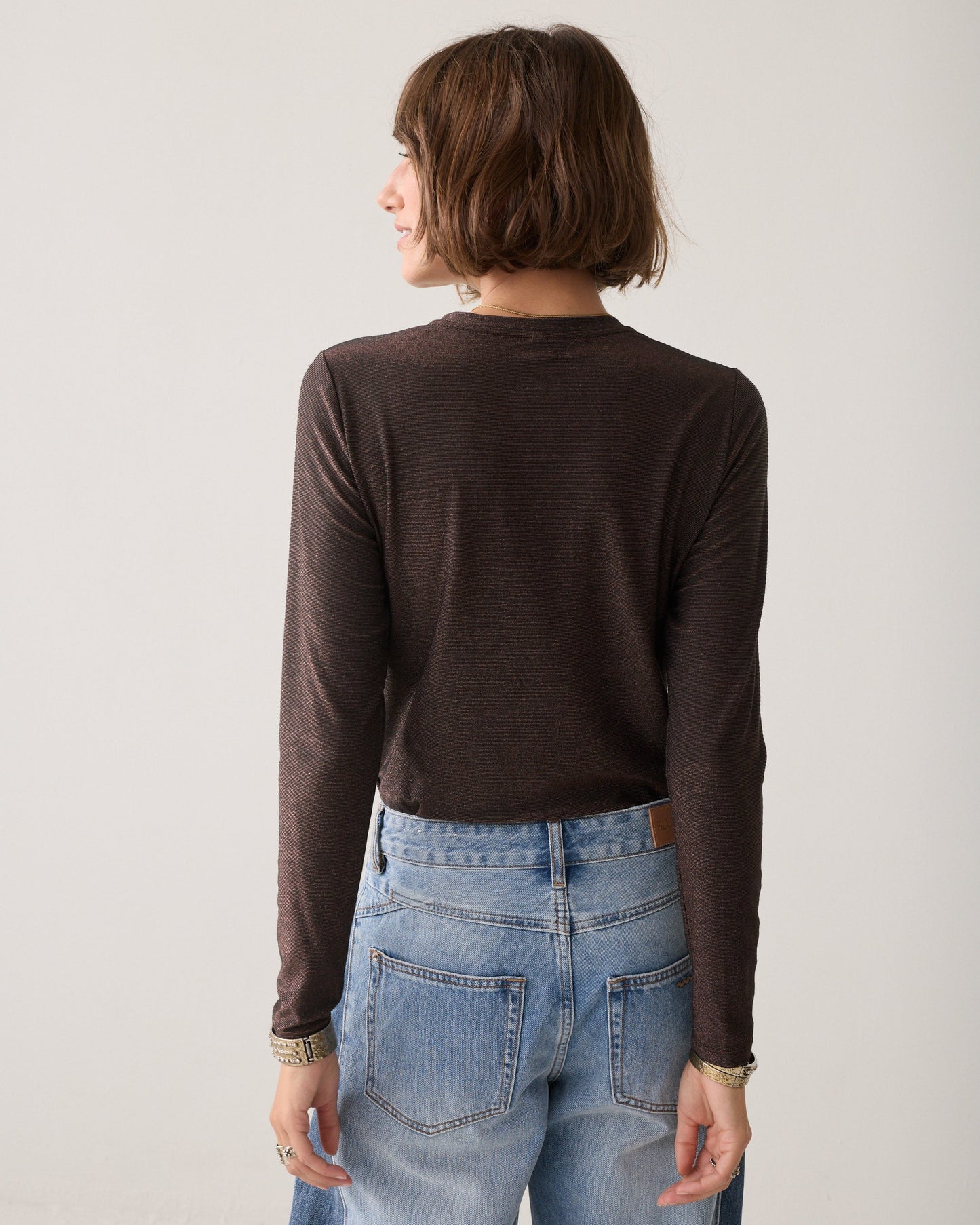 Soft Lurex Basic Jersey Tee by Summum in Dark Chocolate
