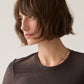 Soft Lurex Basic Jersey Tee by Summum in Dark Chocolate