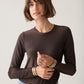 Soft Lurex Basic Jersey Tee by Summum in Dark Chocolate