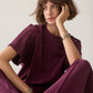 Boxy Soft Scuba Top by Summum in Dark Burgundy