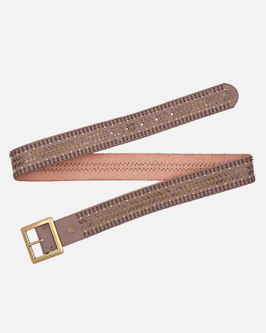 Ezra Studded Leather Belt with Square Buckle by Amsterdam Heritage in Taupe