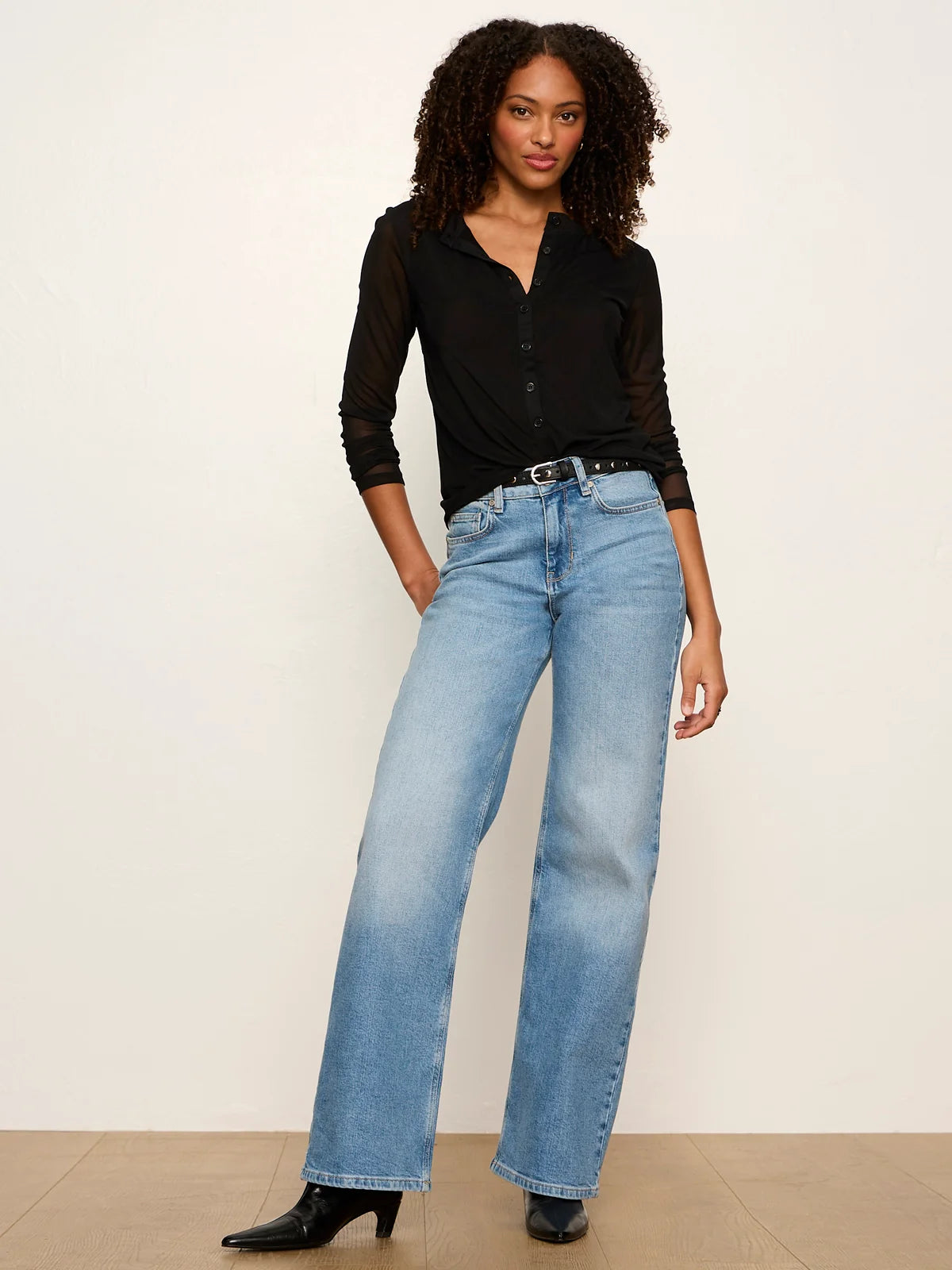 Mesh Long Sleeve Cardi by Sanctuary in Black