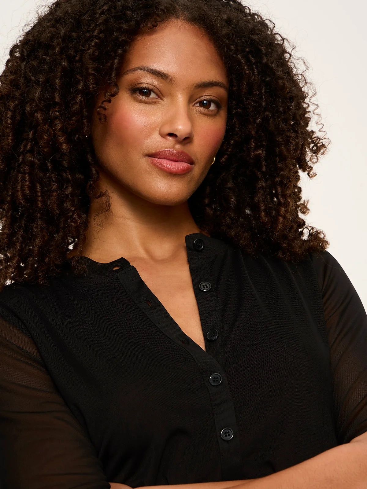 Mesh Long Sleeve Cardi by Sanctuary in Black