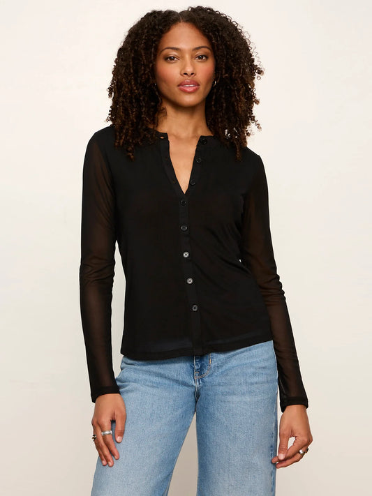 Mesh Long Sleeve Cardi by Sanctuary in Black