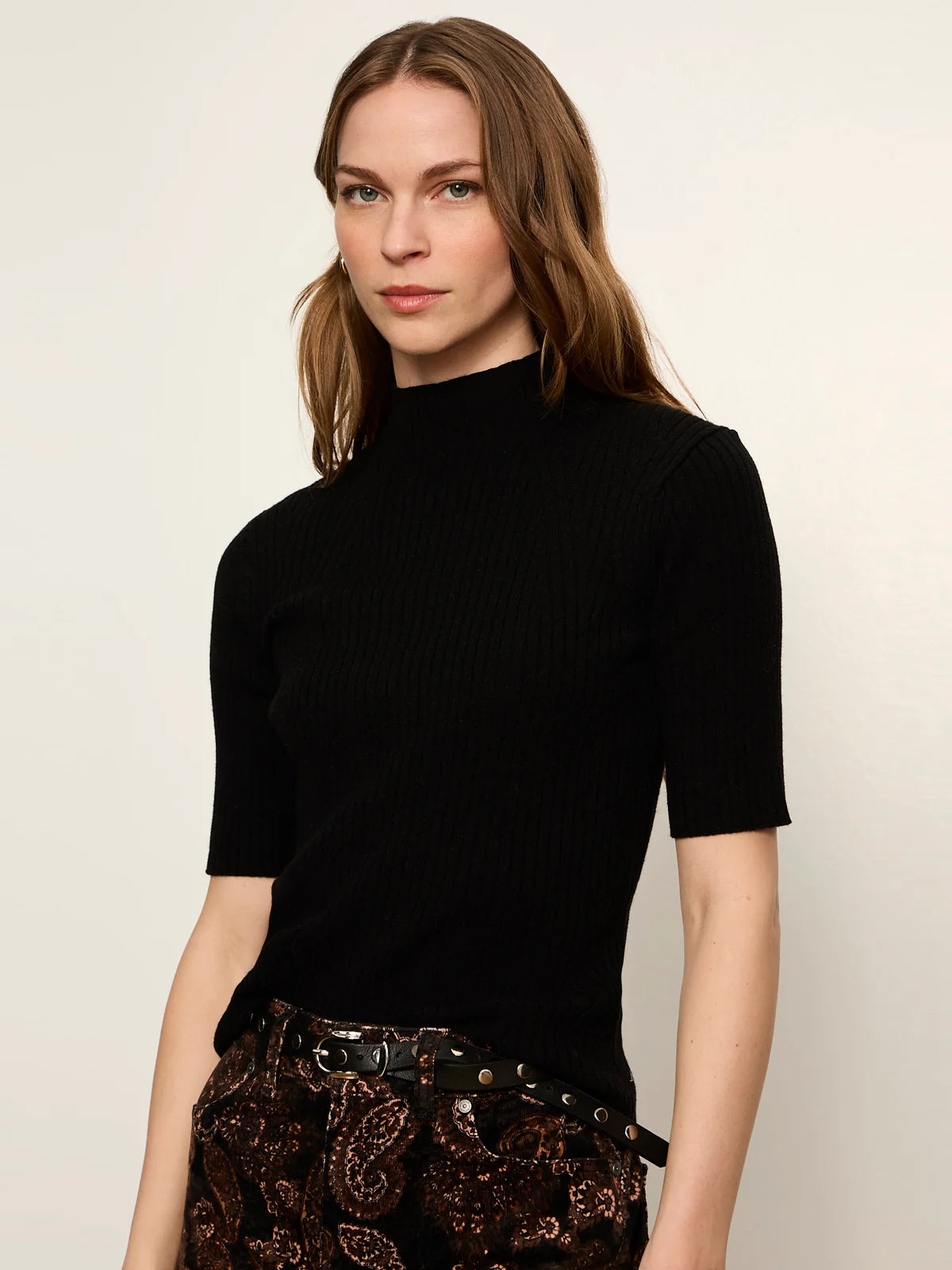 High Neck Ribbed Top by Sanctuary in Black