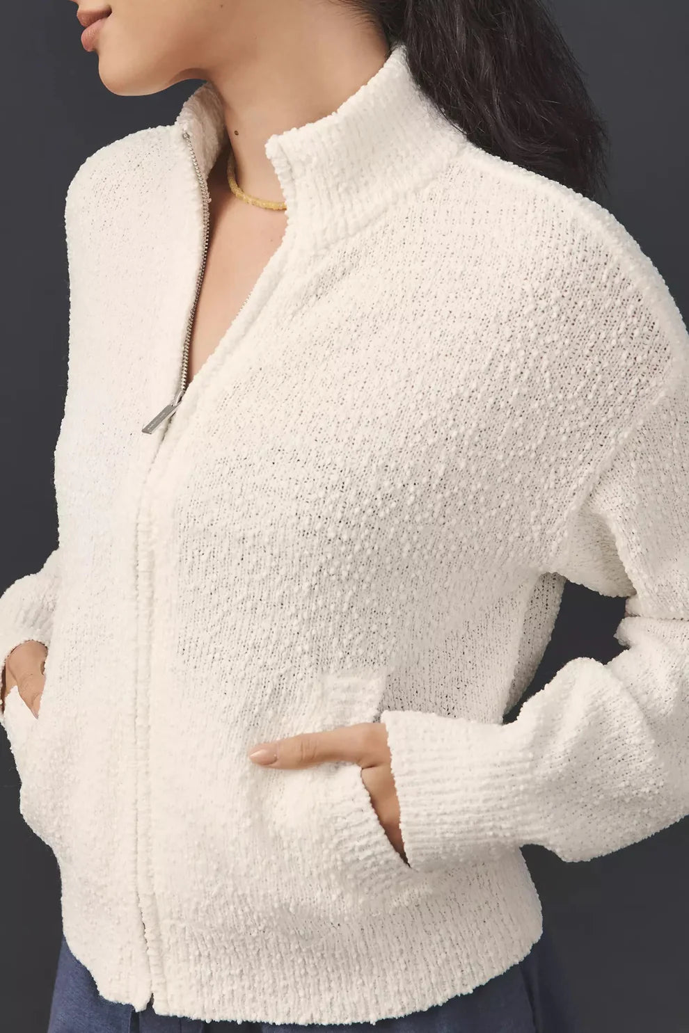 Boucle Sweater Jacket by Sanctuary in Chalk