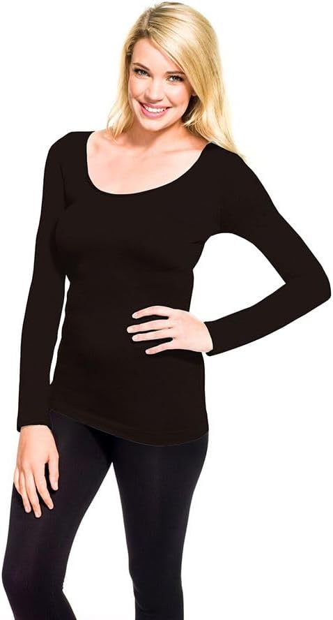 Long Sleeve Scoop Neck by Skinnytees in Black