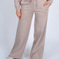 Erika Soft Knit Pants W/ Satin Trim by RD STyle in Taupe Melange