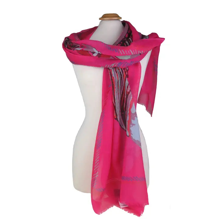 Ohio Big Feather Printed Wool Stole by Supplement d'AM in Ruddy