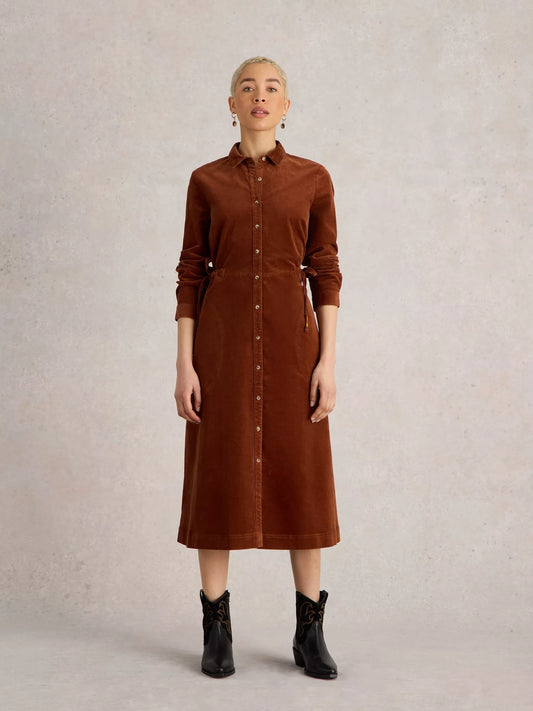 Jade Cord Shirt Dress by White Stuff in Dark Tan