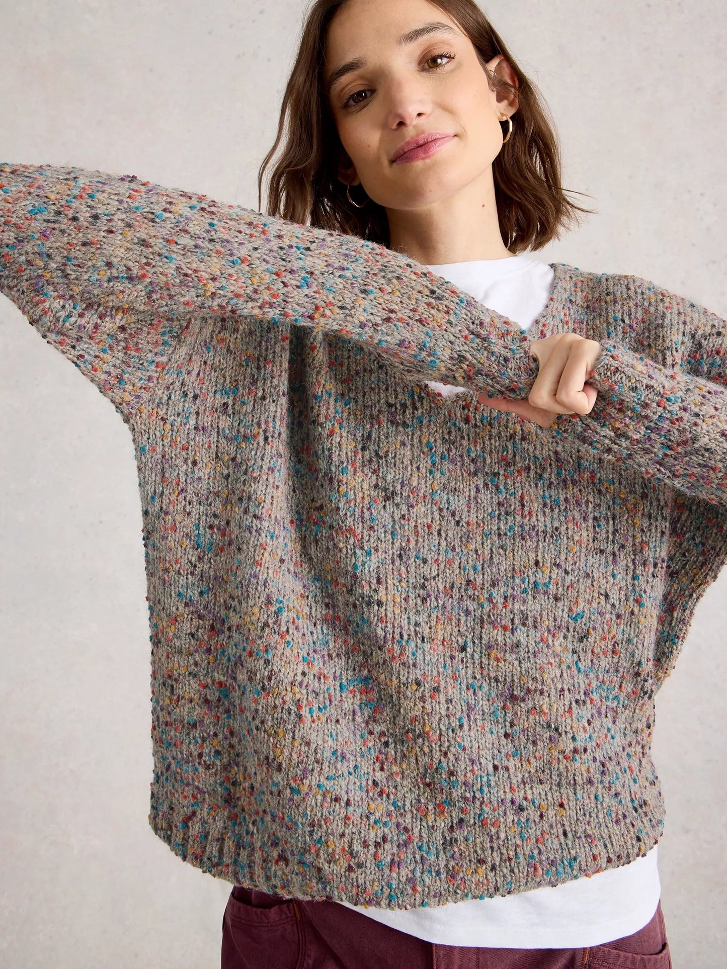 Texture V-Neck by White Stuff in Light Natural