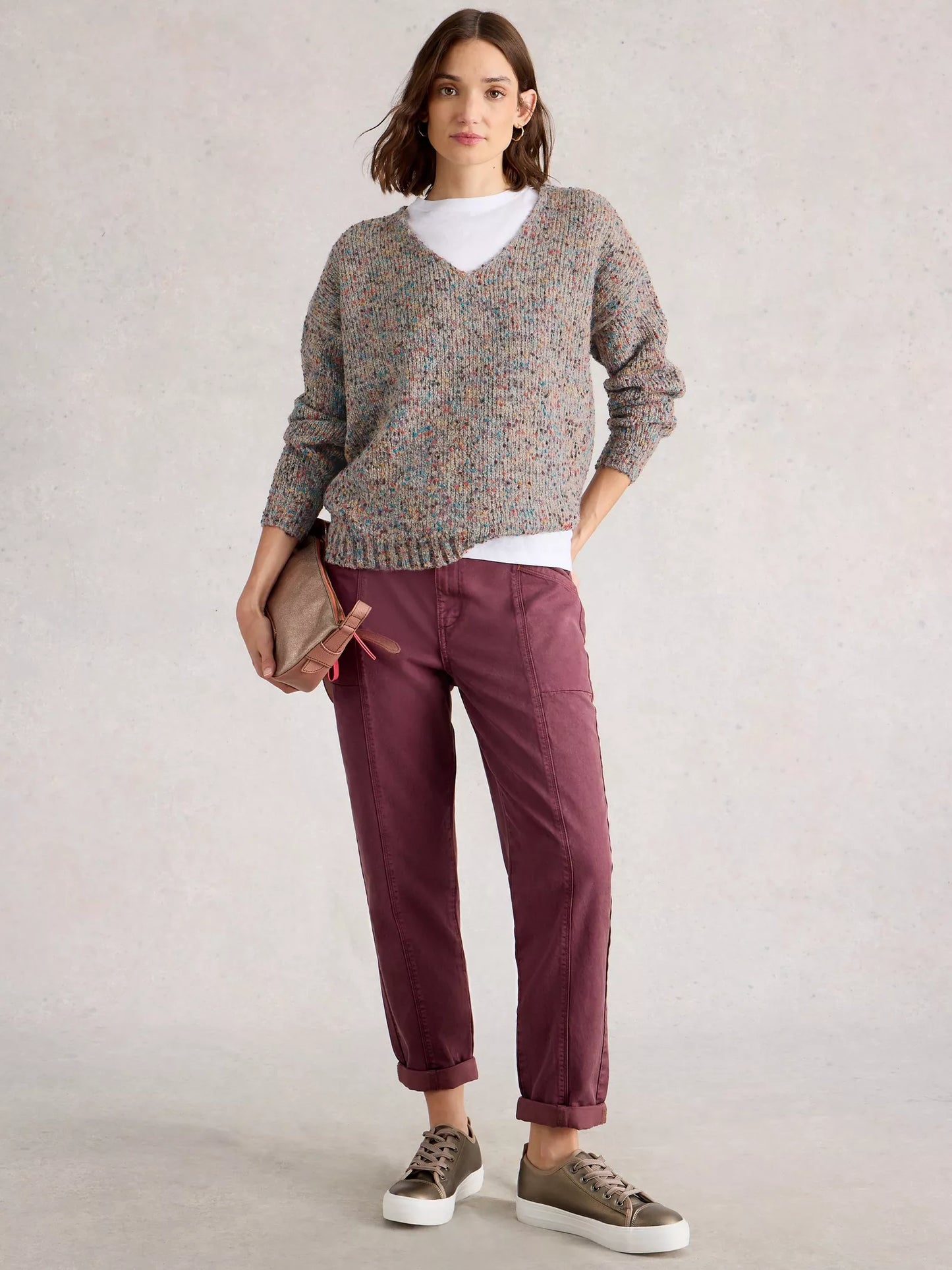Texture V-Neck by White Stuff in Light Natural