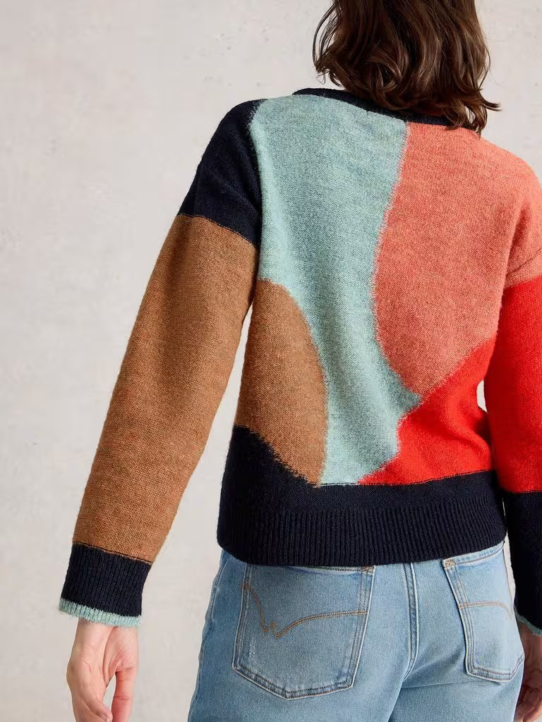 Freya Abstract Jumper by White Stuff in Navy