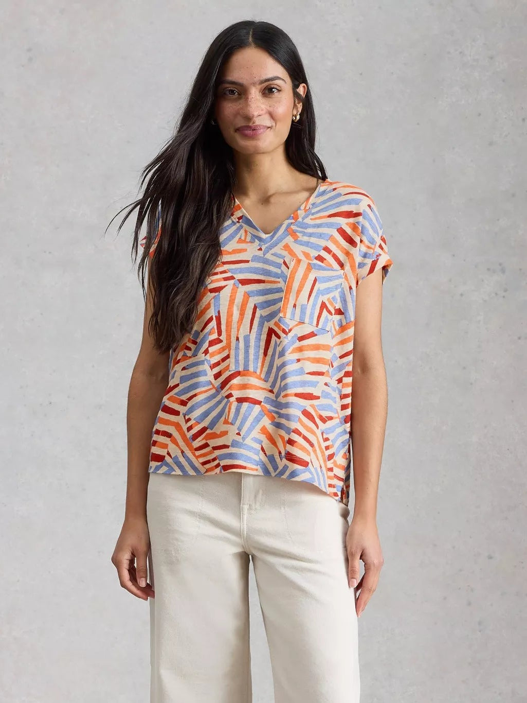Iris Linen Tee by White Stuff in Natural Multi