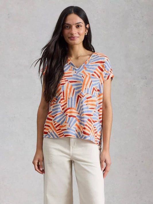 Iris Linen Tee by White Stuff in Natural Multi