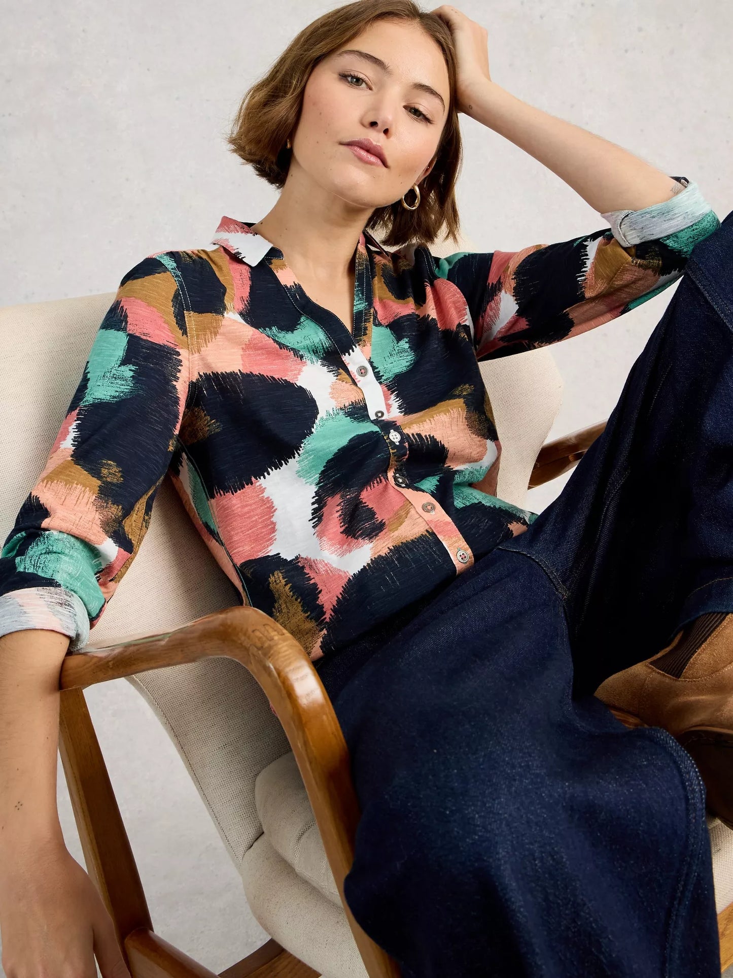 Annie Jersey Shirt by White Stuff in Navy