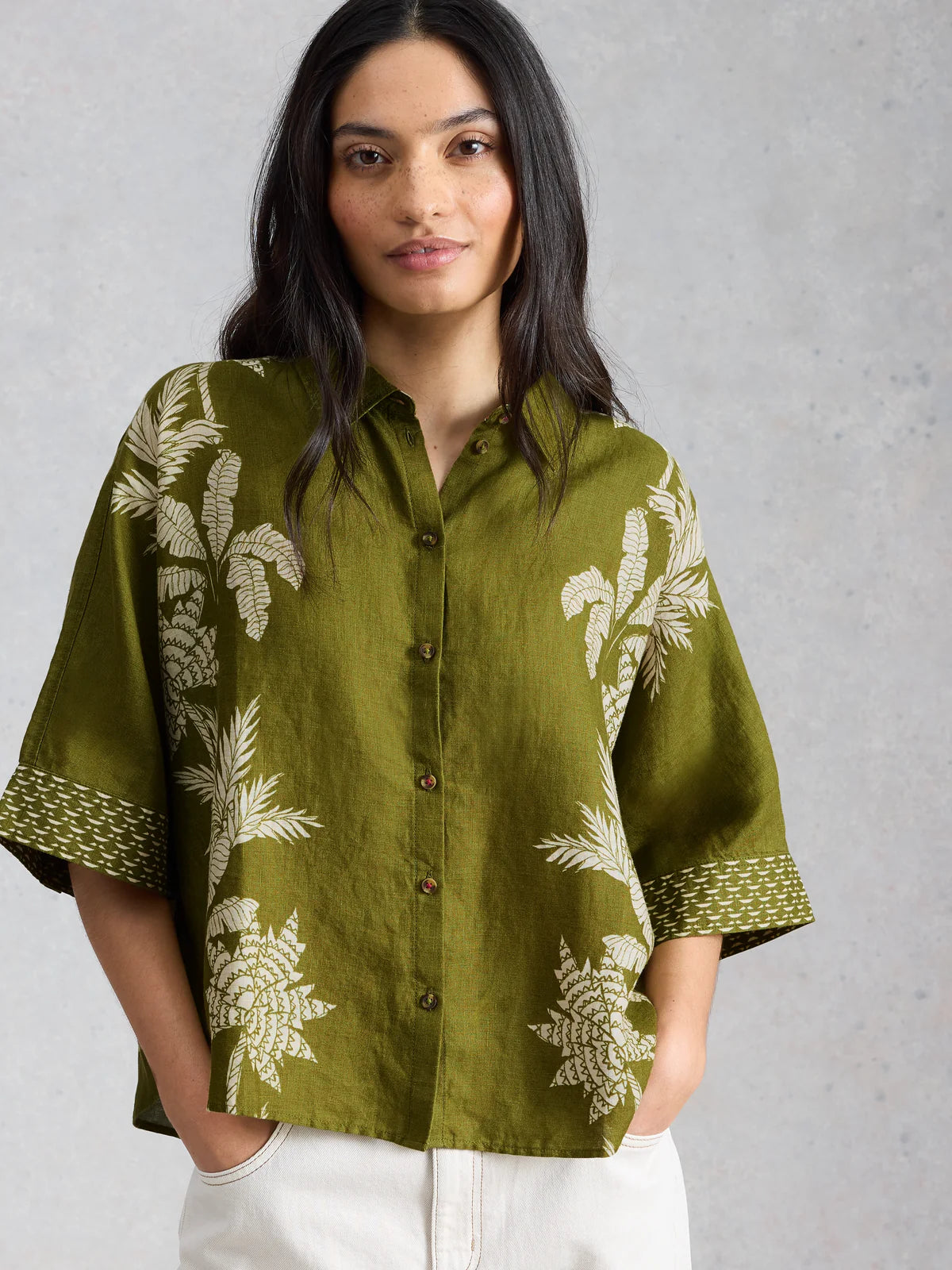 Cassie Linen Shirt by White Stuff in Green
