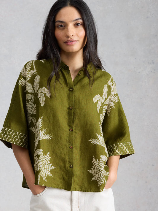 Cassie Linen Shirt by White Stuff in Green
