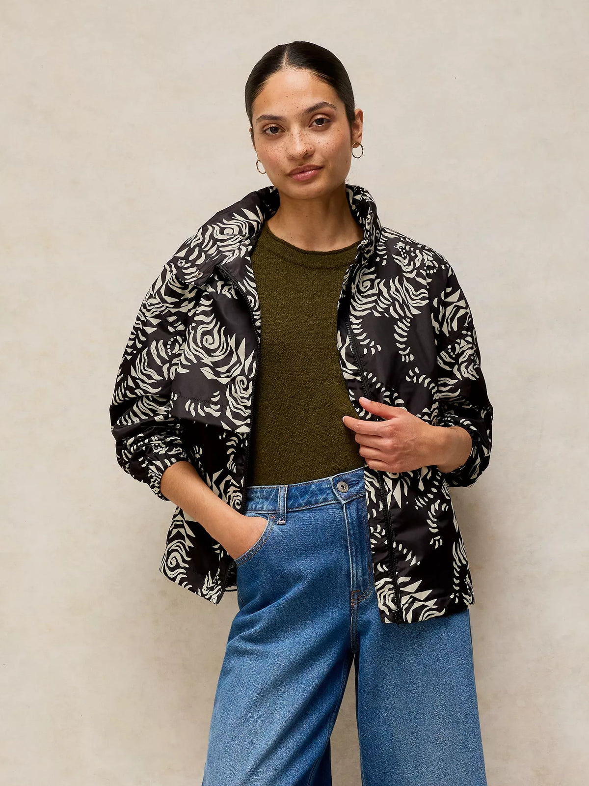 Paige Showerproof Jacket by White Stuff in Black Print