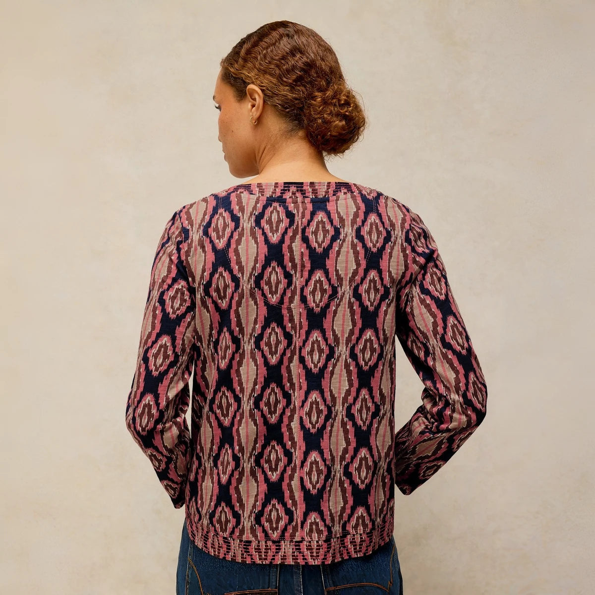 Weaver Notch Long Sleeve Tee by White Stuff in Pink Print
