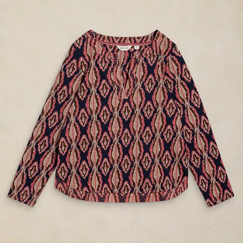 Weaver Notch Long Sleeve Tee by White Stuff in Pink Print